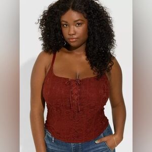 💖NWT💖 Torrid Lace Corset Crop Top Red Size 4